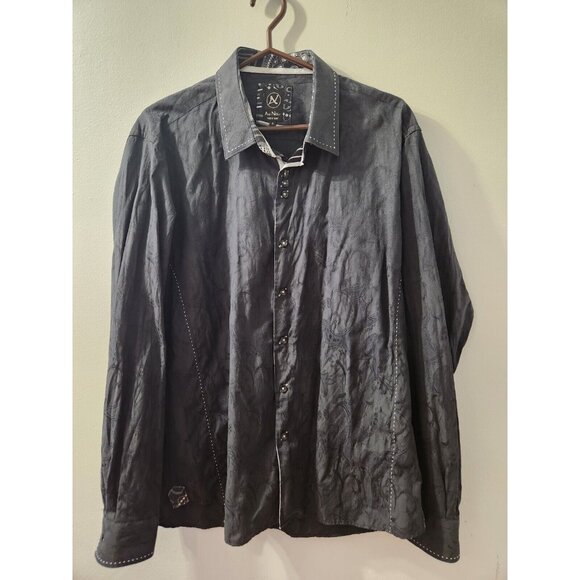 Au Noir Men Dress Shirt Black Long Sleeves Size 6 Pre-Owned - Picture 1 of 9
